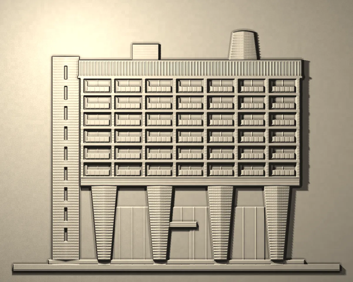 Plaster cast of a brutalism façade