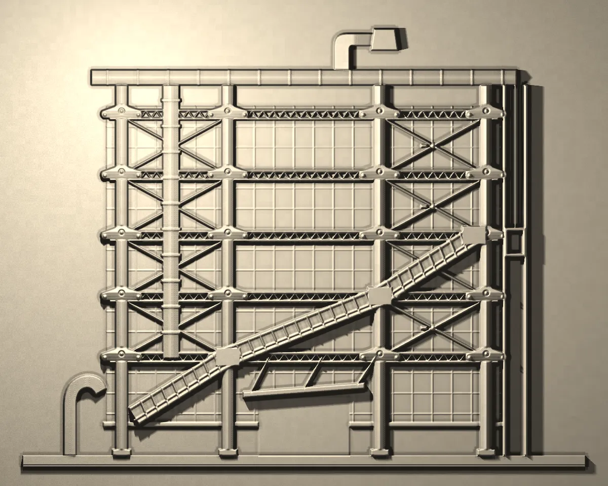 Plaster cast of a hightech façade