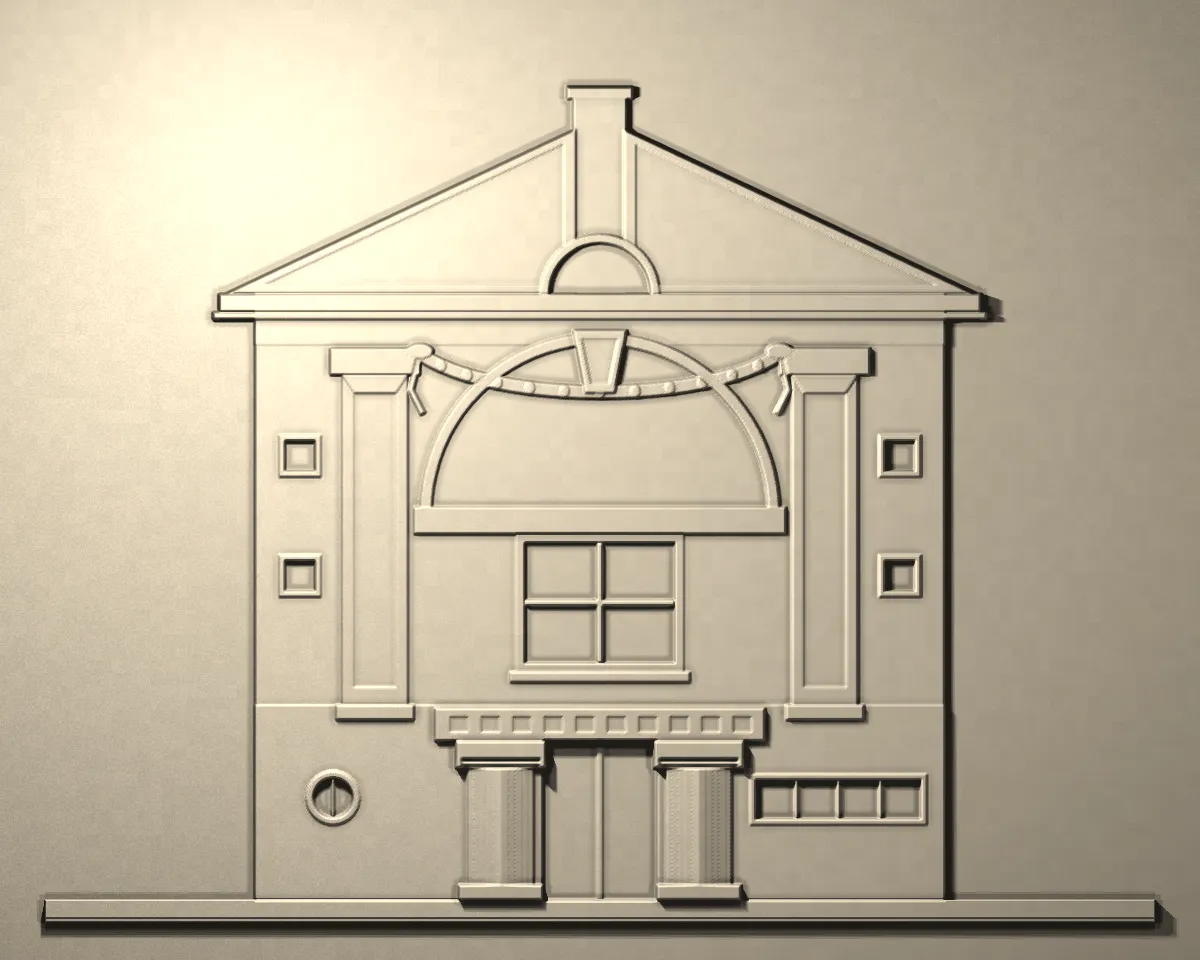 Plaster cast of a postmodern façade